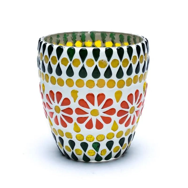 Photophore mosaïque vert/jaune