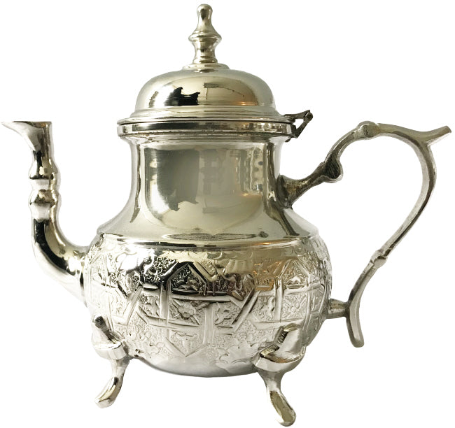Berrad – grote Marokkaanse theepot uit Fes, 1600 ml, zilver
