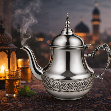 Théière marocaine en inox – Théière arabe traditionnelle – Disponible en 0,8 / 1 / 1,5 / 1,8 Litre