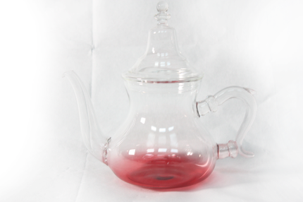 Théière marocaine en verre Blanc/Rouge