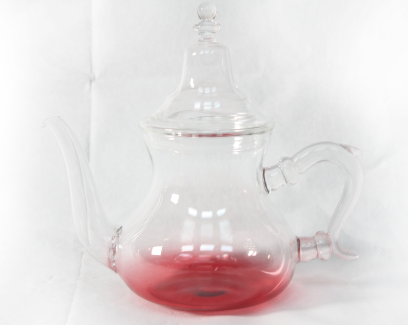 Théière marocaine en verre Blanc/Rouge