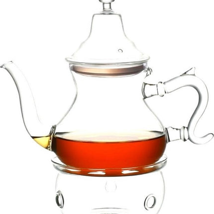 Théière marocaine en verre avec réchaud