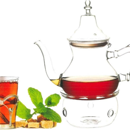 Théière marocaine en verre avec réchaud