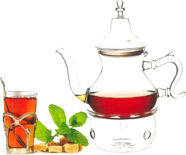 Théière marocaine en verre avec réchaud