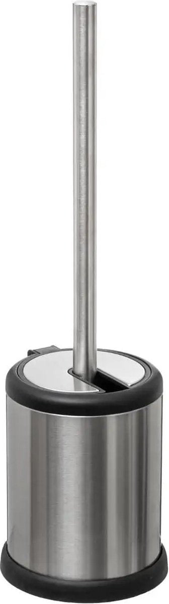 Brosse WC avec support ronde inox avec couvercle 39 cm