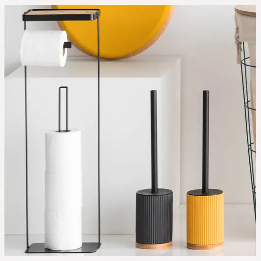 Porte-rouleau de papier toilette sur pied avec réservoir et étagère pour téléphone 59 cm