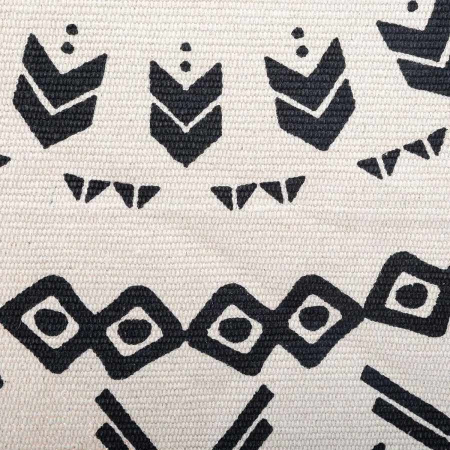 Round Cotton Rug with Graphic Patterns - Ø120 cm
