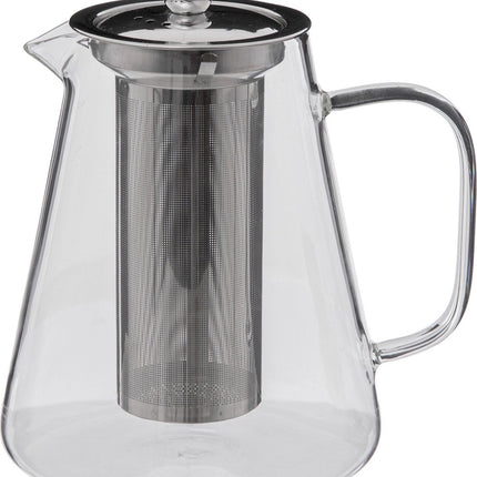 Transparent - Théière - verre/acier inoxydable - avec filtre - 1300 ml