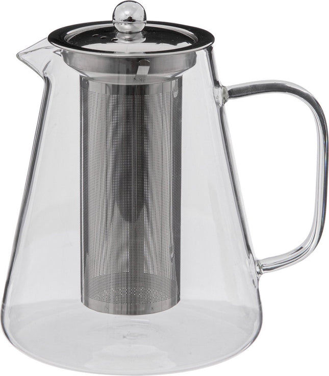 Transparent - Théière - verre/acier inoxydable - avec filtre - 1300 ml