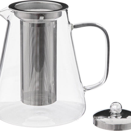Transparent - Théière - verre/acier inoxydable - avec filtre - 1300 ml