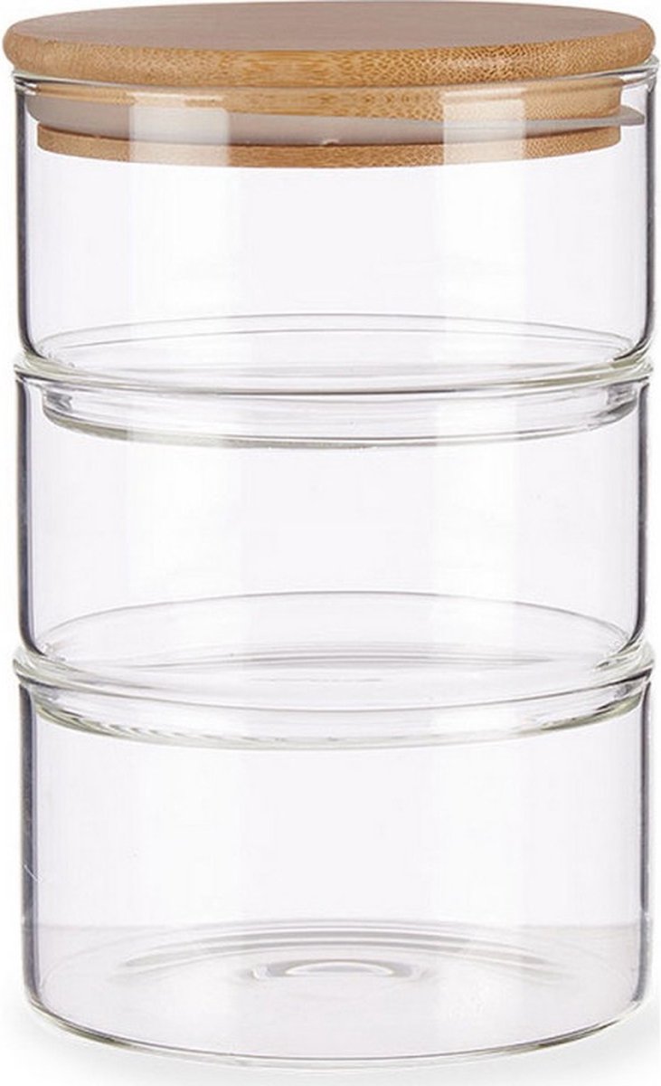 Tin Storage Jar Transparent Bamboo Borosilicate Glass (1200 ml)
