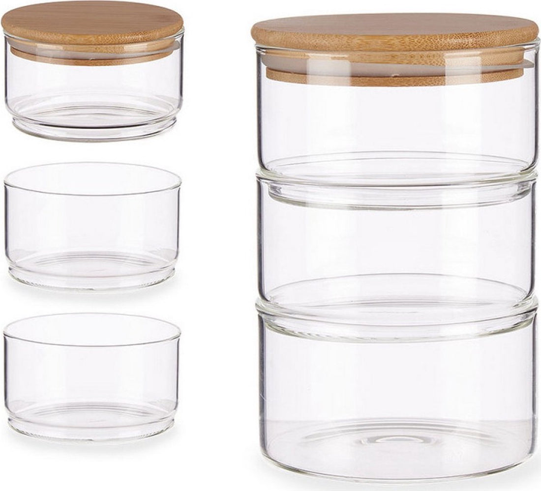 Tin Storage Jar Transparent Bamboo Borosilicate Glass (1200 ml)