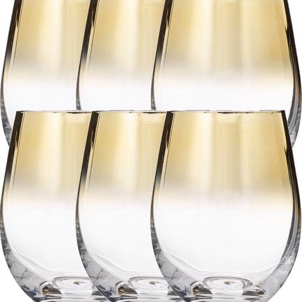 Lot de 6 verres à eau bord doré Arya 540 ml en verre