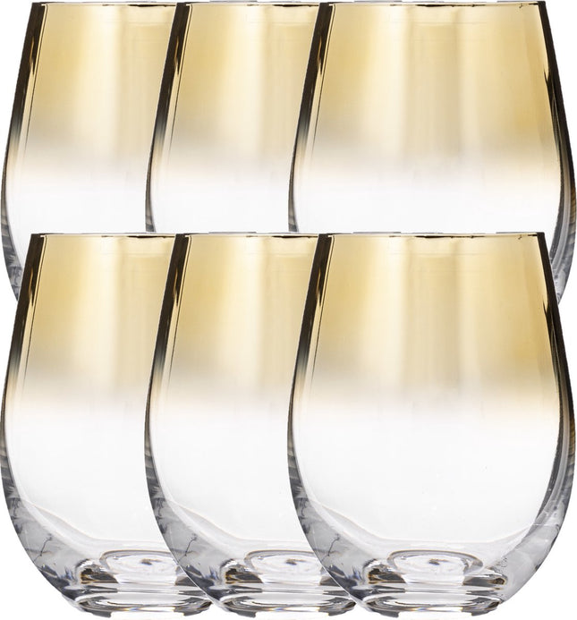 Lot de 6 verres à eau bord doré Arya 540 ml en verre