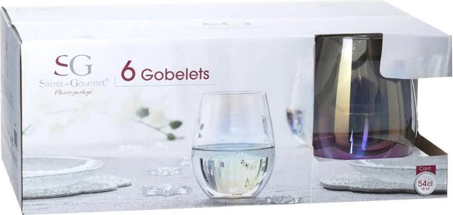 Lot de 6 verres à eau nacrés Fantasy 540 ml