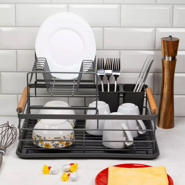 Égouttoir à vaisselle - 2 niveaux - Gris