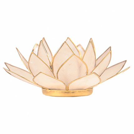 Photophore Lotus naturel bordure dorée
