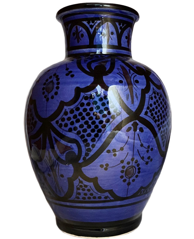 Vase en poterie marocaine bleu foncé