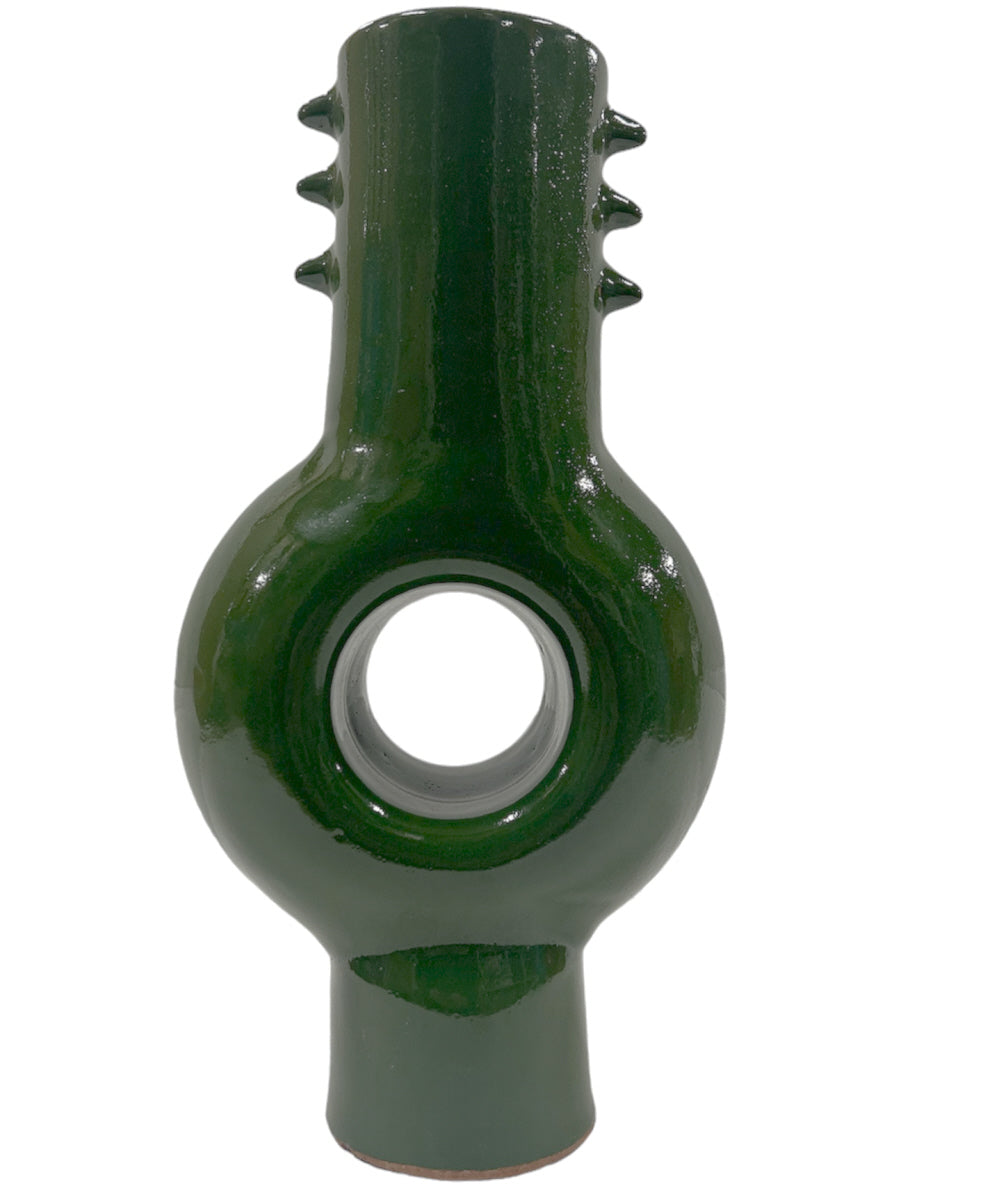 Moroccan ceramic vase, spiked ring