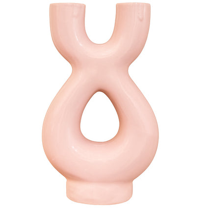 Vase Sculptural en Céramique Double – 36 cm – Design Moderne en Couleurs Variées