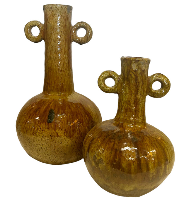 Vase Tamegroute avec anse ocre jaune