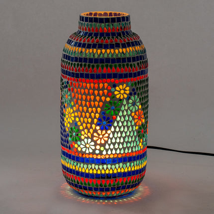Lampe de table mosaïque en forme de vase multicolore - 38 cm