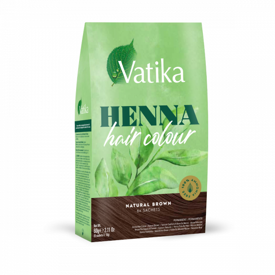 Vatika henna Natural Brown – haarkleuring, 60 g (6 zakjes van 10 g)