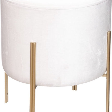 Pouf en velours blanc avec pieds dorés - Tabouret - Velours - Velours