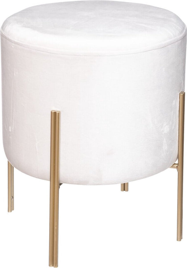 Pouf en velours blanc avec pieds dorés - Tabouret - Velours - Velours