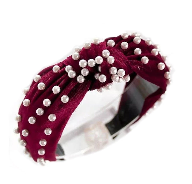 Bandeau turban élastique avec perles