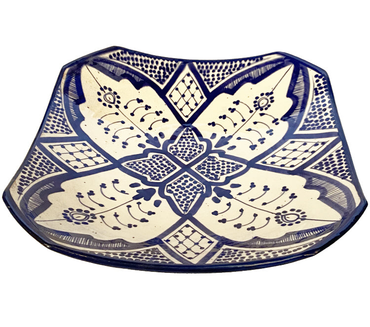 Marokkanischer Teller schwarz-weiß quadratisch 27x27cm