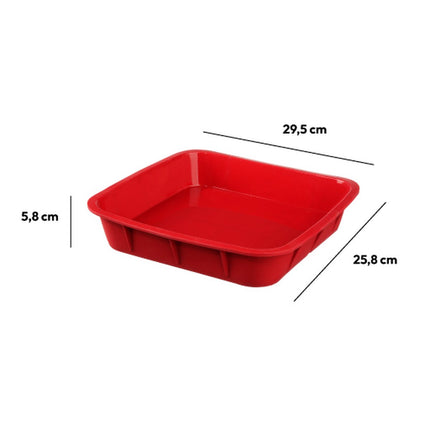 Moule de cuisson carré en silicone rouge | Moule à gâteau avec poignées | Moules à gâteau | Revêtement antiadhésif