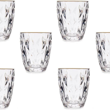 Verres à eau/verres à boire - aspect cristal - bord doré - 270 ml