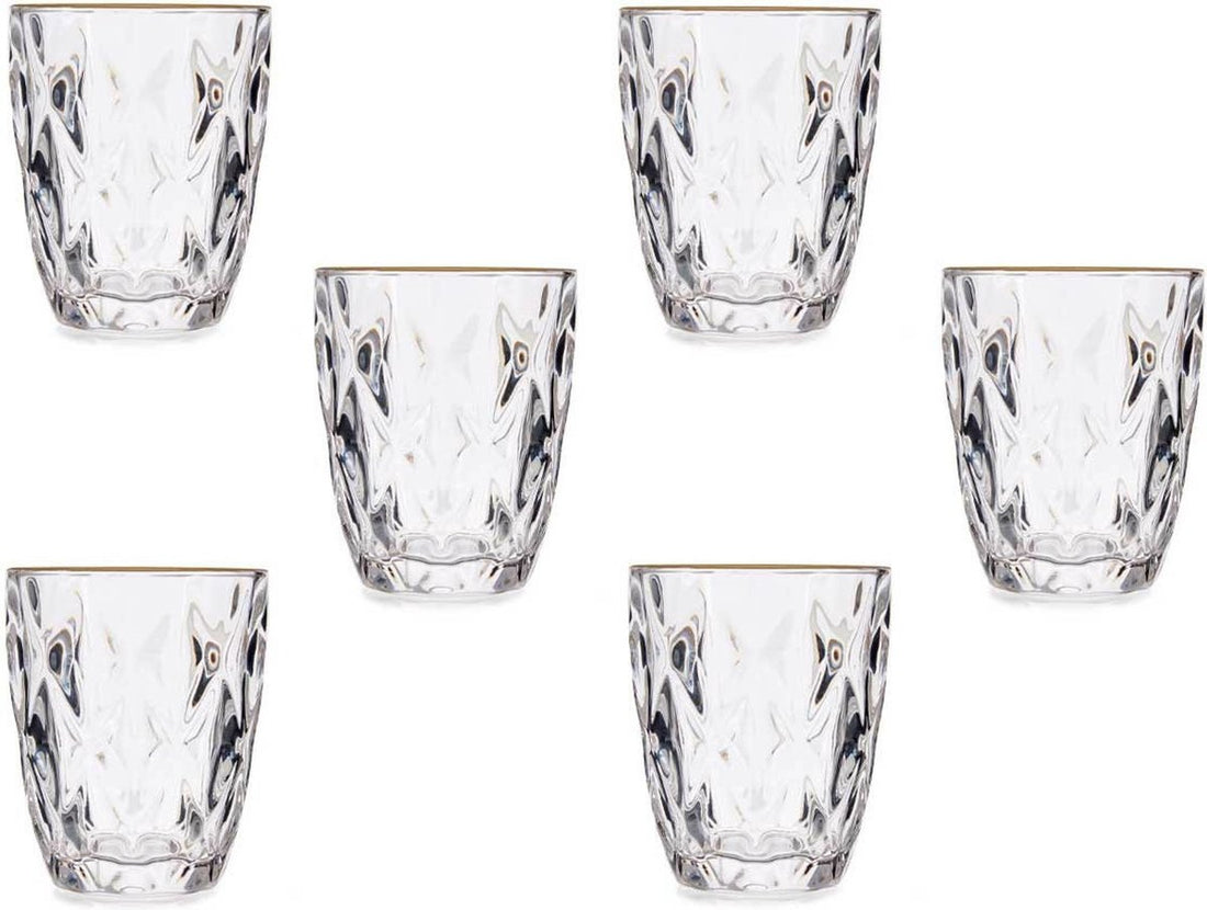 Water glasses/drinking glasses - crystal look - gold rim - 270 ml