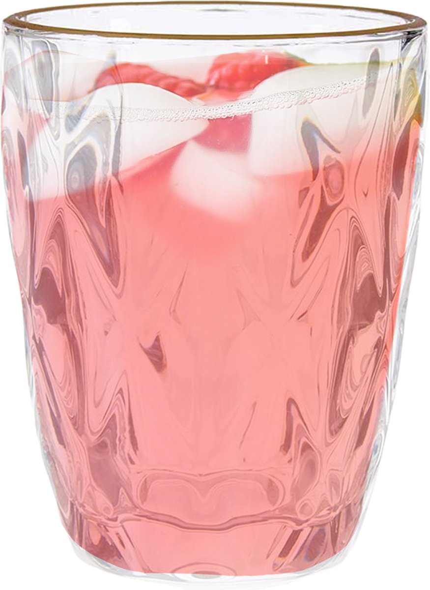 Water glasses/drinking glasses - crystal look - gold rim - 270 ml