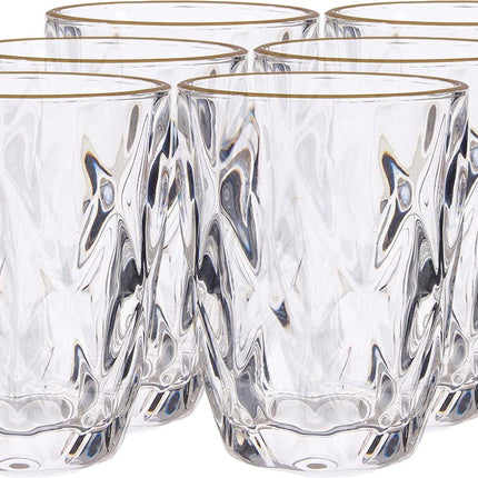Verres à eau/verres à boire - aspect cristal - bord doré - 270 ml