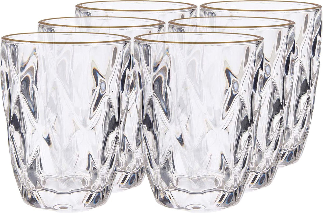 Water glasses/drinking glasses - crystal look - gold rim - 270 ml