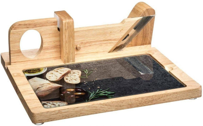 Trancheuse à viande et à fromage avec plateau - bois