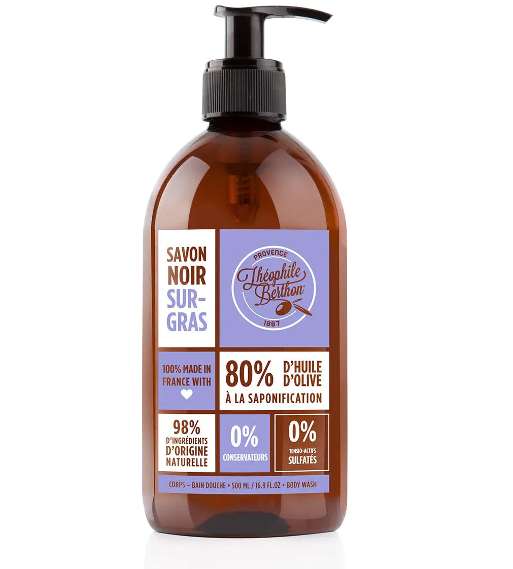 Schwarze Seife mit Lavendel 500ml. Ohne Parfüm