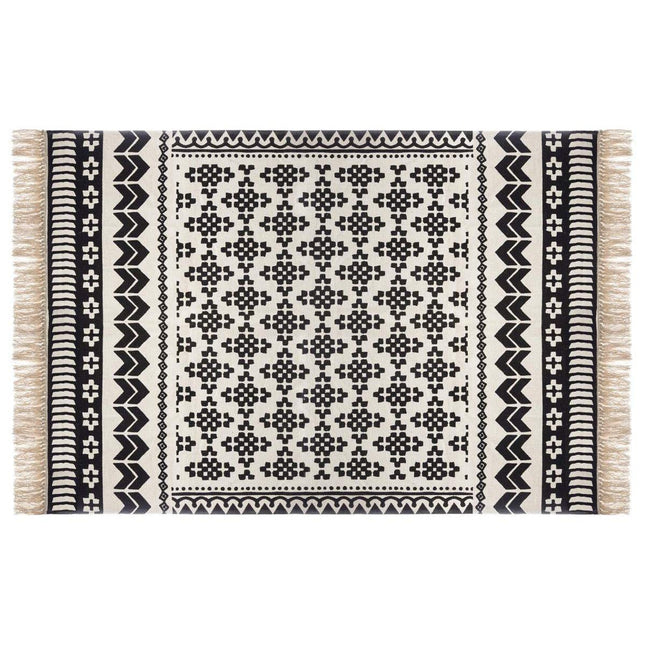 Tapis coton noir blanc