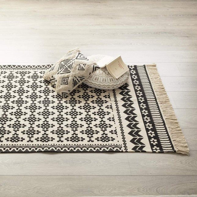 Tapis coton noir blanc