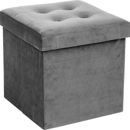 Atmosphera Pouf/tabouret/repose-pieds - boîte de rangement - noir - PU/MDF - 38 x 38 cm - pliable