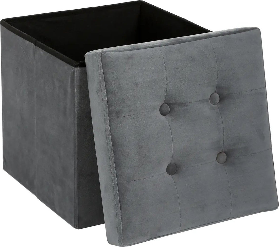 Atmosphera poef met opbergruimte – opvouwbare hocker, zwart of grijs, 38 cm – foto 2