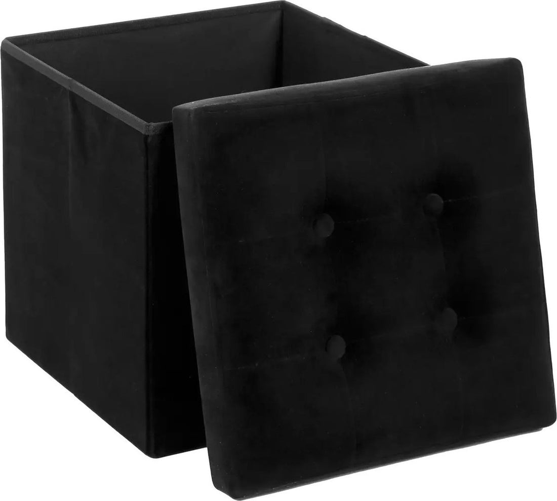 Atmosphera poef met opbergruimte – opvouwbare hocker, zwart of grijs, 38 cm – foto 4
