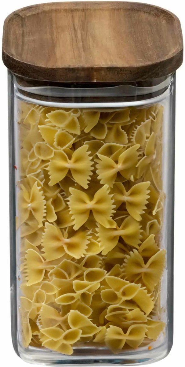 Boîte/pot de conservation 1,6L en verre avec couvercle en bois d'acacia - 1600 ml