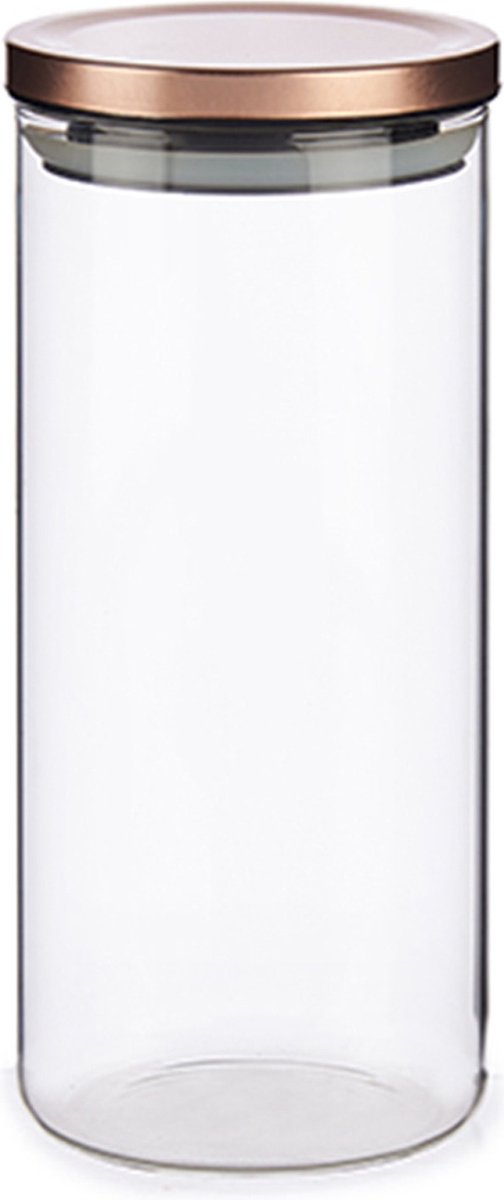 Luxury glass kitchen storage jar/canister 1380 ml - rose gold - 10 x 23 cm