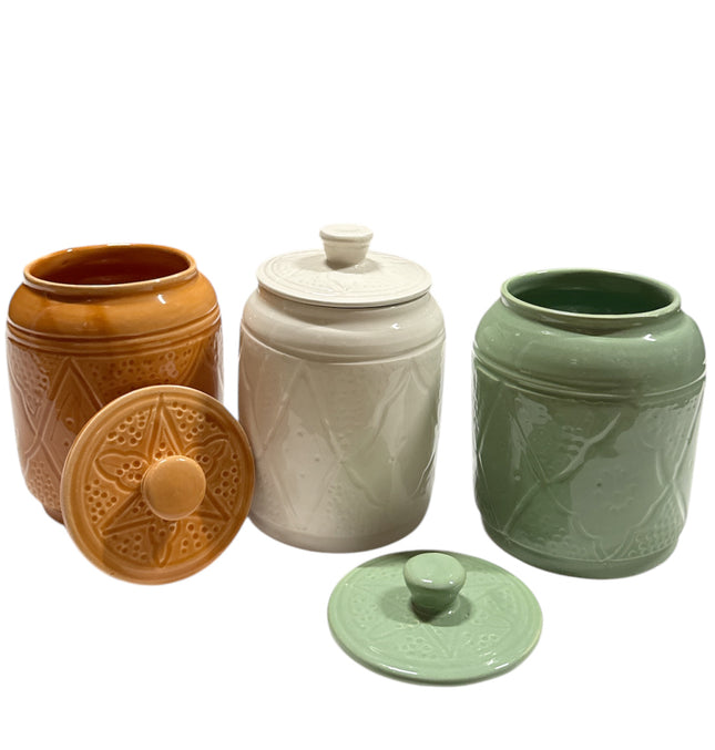 Pot de stockage - Pot décoratif en céramique - Gravé 13cm