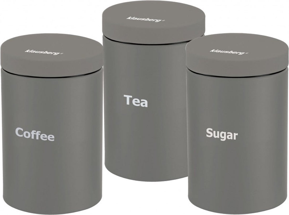 Klausberg 7544 - Voorraadpotten set - koffie, thee, suiker - Grijs
