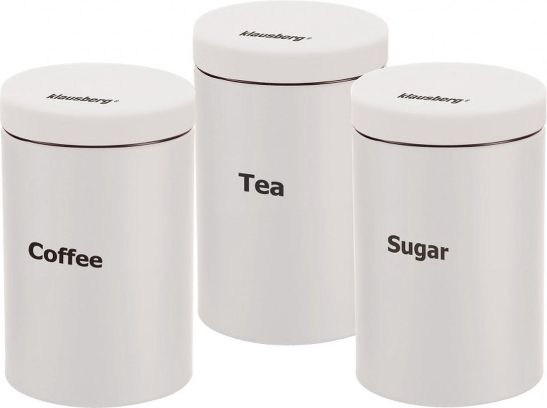 Vorratsdosen-Set - Kaffee, Tee, Zucker - Weiß