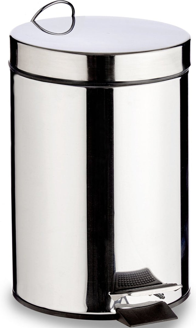 Poubelle à pédale argentée 12 litres de 25 x 39 cm